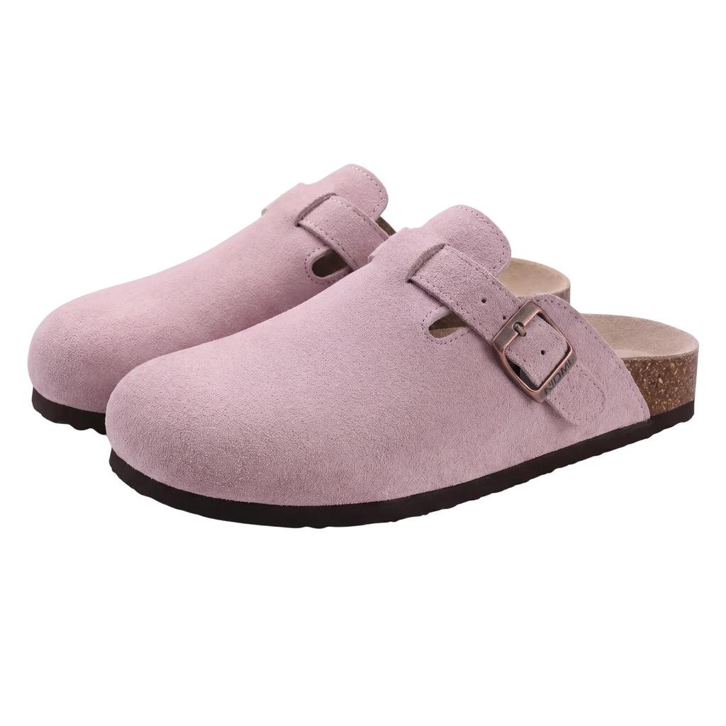 Mule Sabot en Daim Avec Semelle Anatomique en Liège